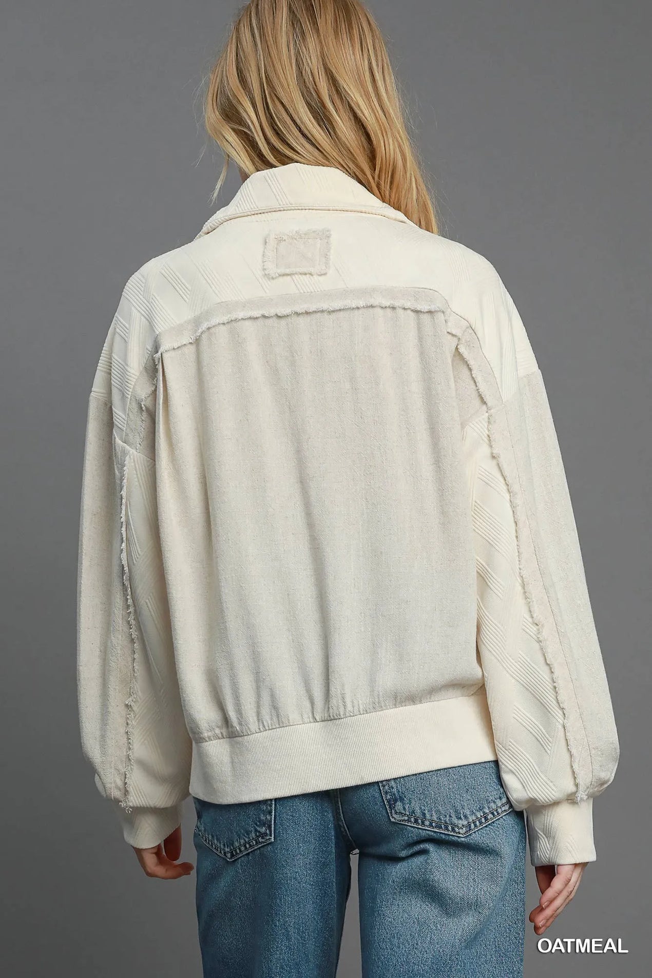 Umgee Two-Way Jacquard Zip-Up Jacket - SwagglyLife Home & Fashion